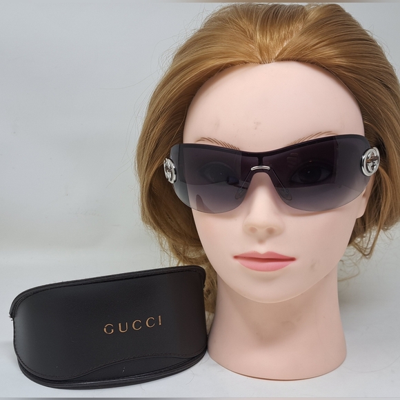 Gucci Women's Sunglasses Vintage Y2K Shield Silver Purple Gradient GG2773/S - Picture 2 of 16